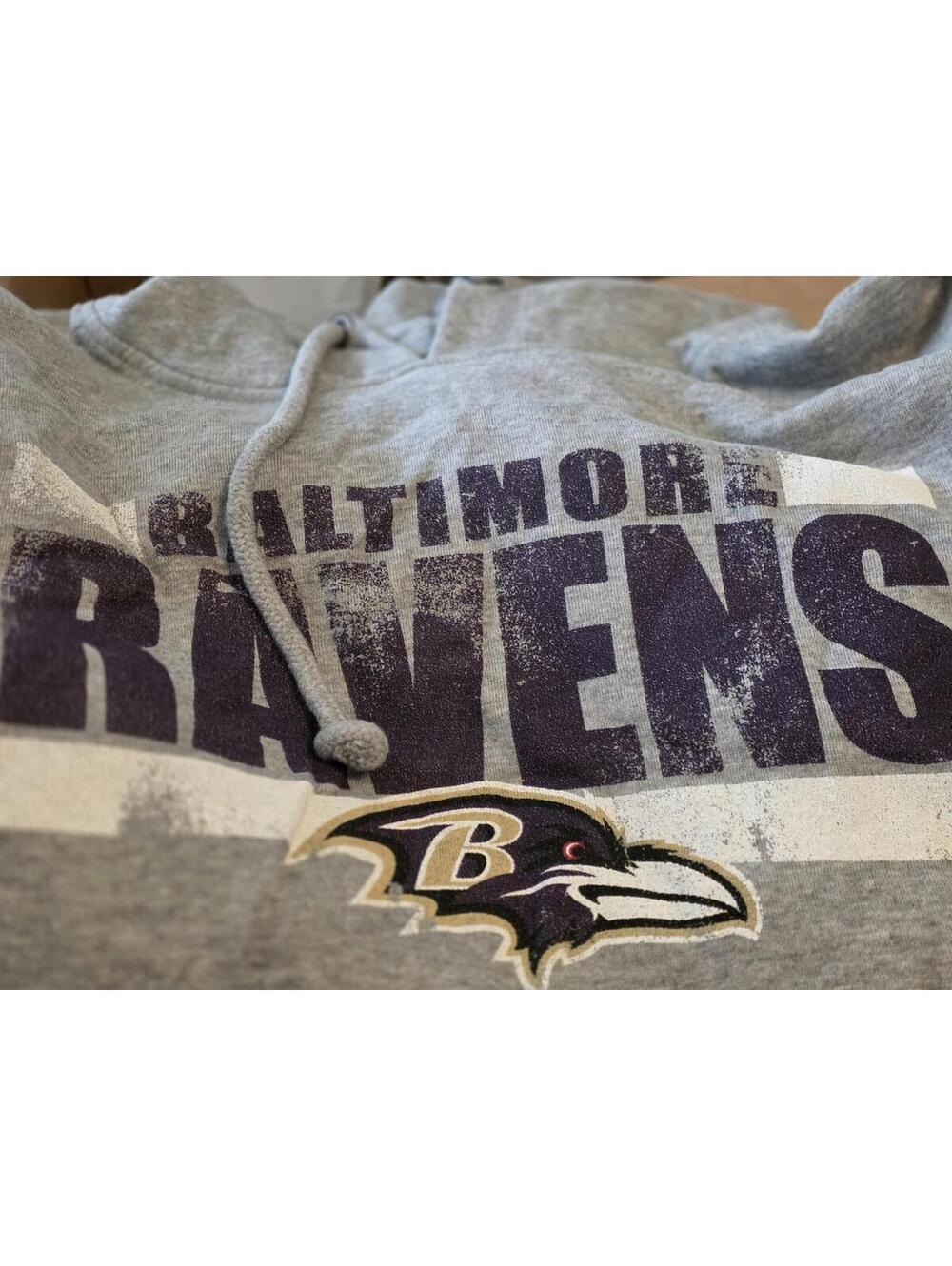 Mens XL Baltimore Ravens Hoodie Sweatshirt Grey